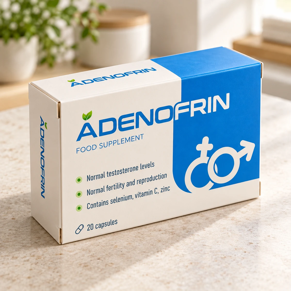 Adenofrin – scatola di capsule su un piano in cucina