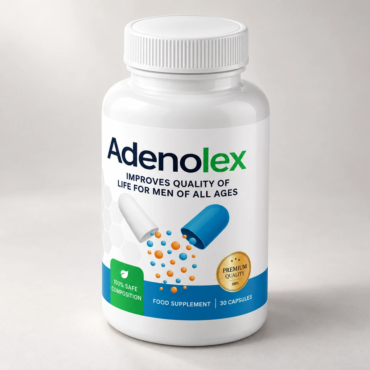 Adenolex – barattolo bianco e blu visto di tre quarti