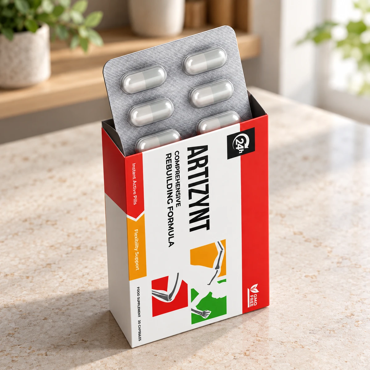 ArtiZynt – scatola di capsule su un piano di marmo