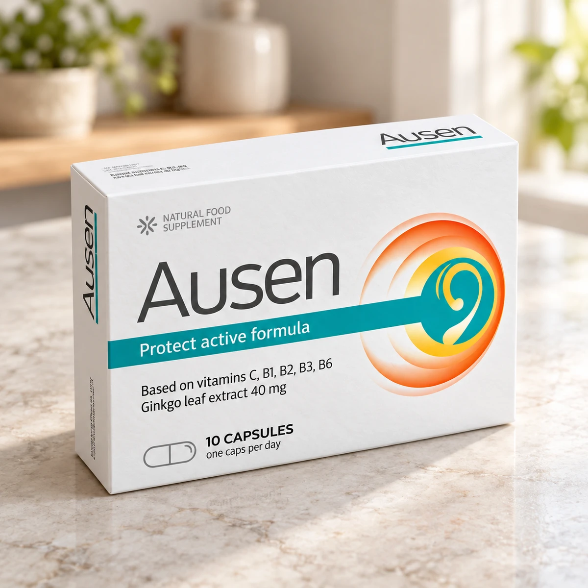 Ausen – astuccio su un piano di marmo in cucina