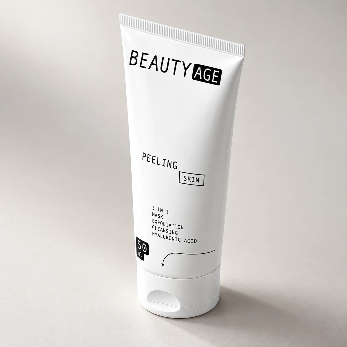 Beauty Age Skin Peeling – tubo visto di lato su fondo chiaro