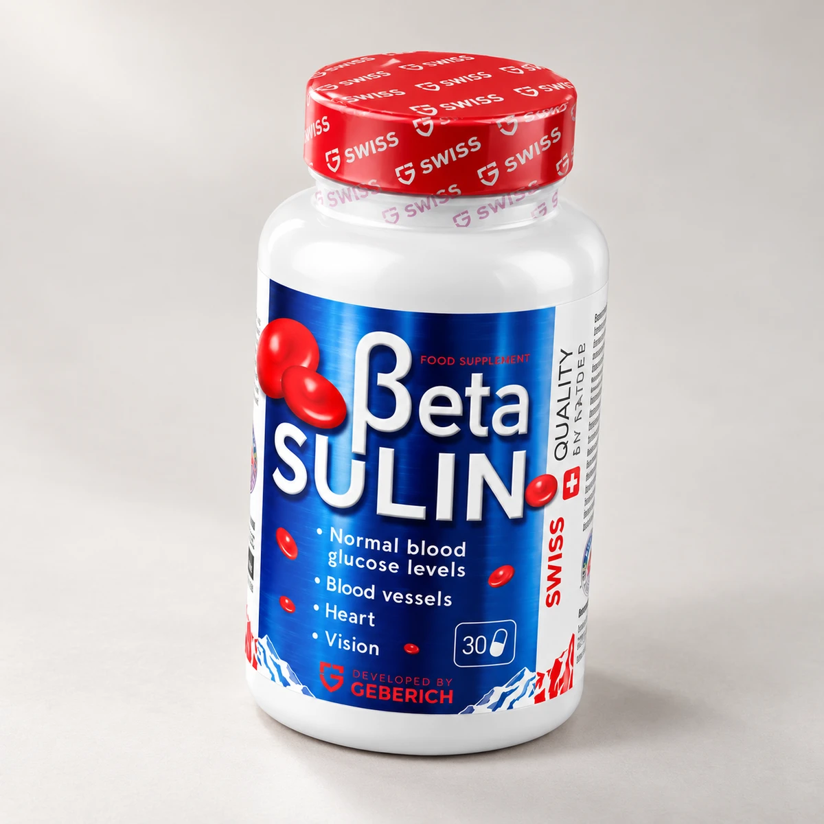 Betasulin – flacone da 30 capsule visto di lato