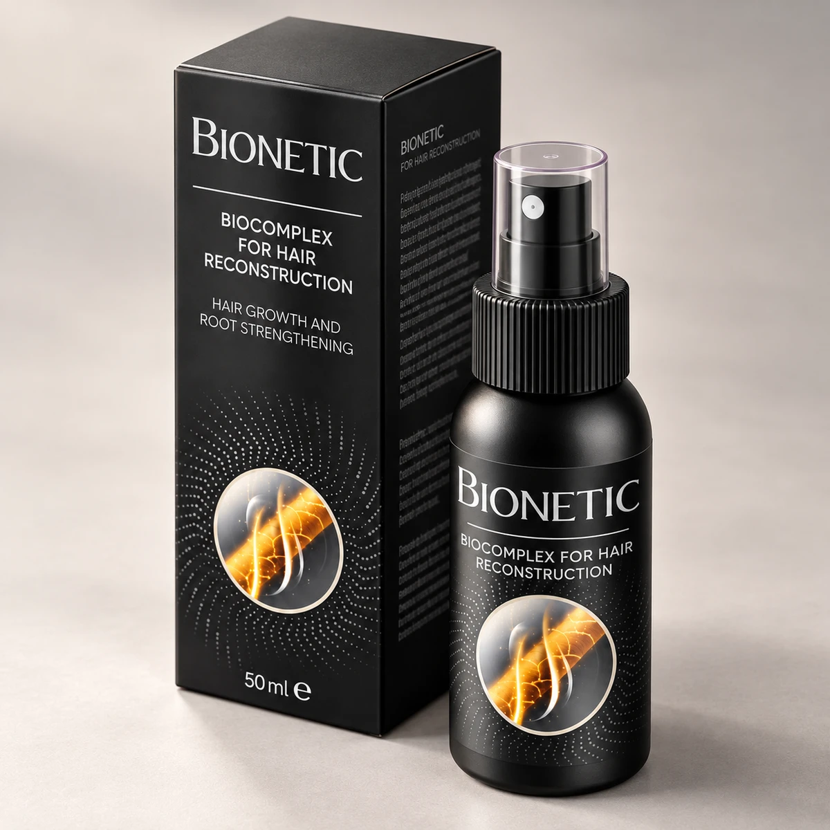 Bionetic – flacone spray e scatola visti di lato