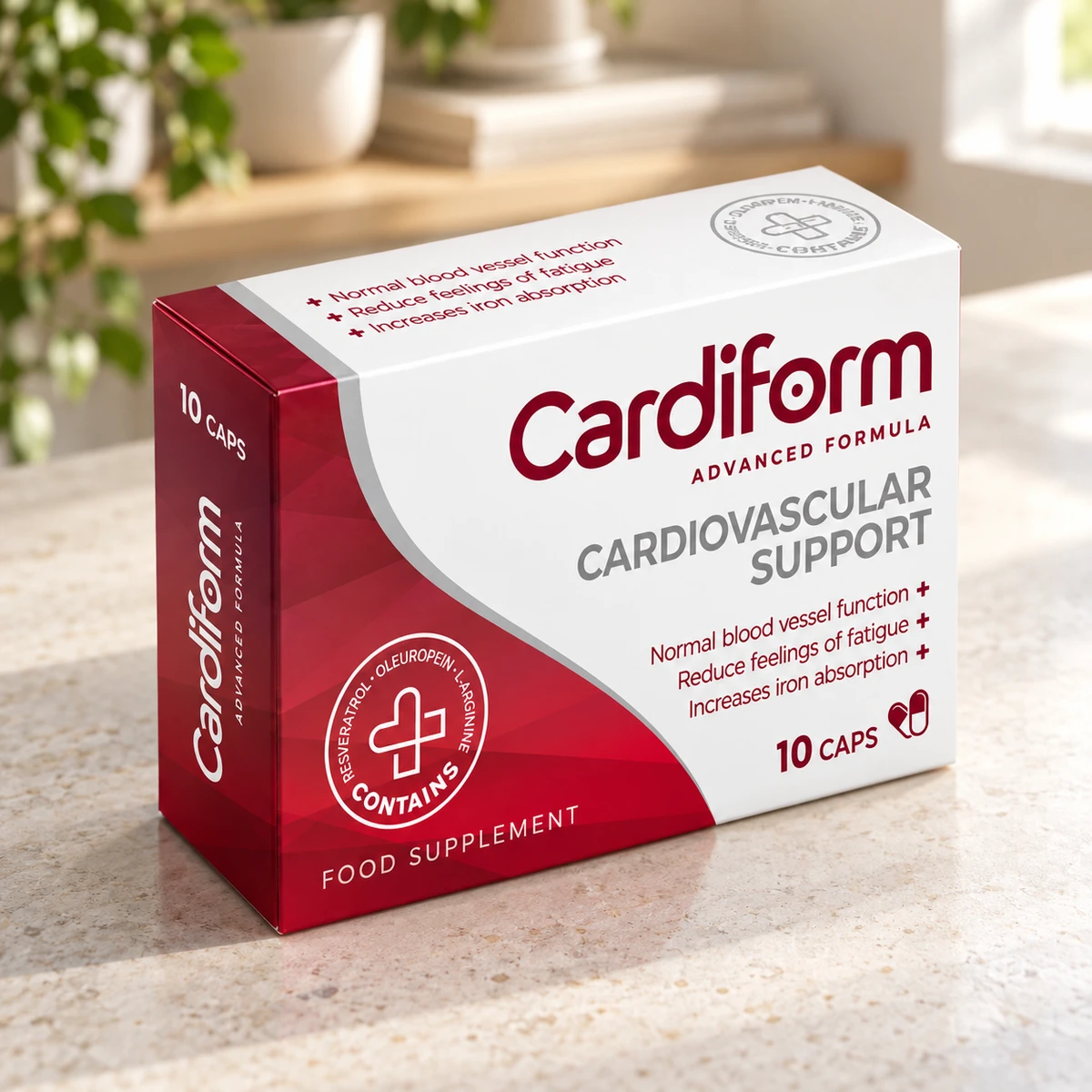 Cardiform – scatola su un piano in pietra accanto a una pianta
