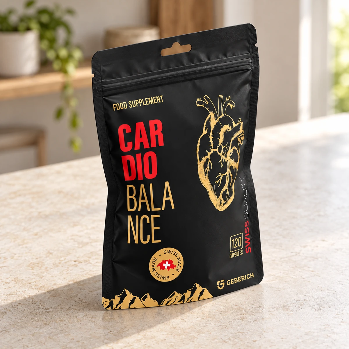 CardioBalance – busta su un piano di cucina vicino alla finestra