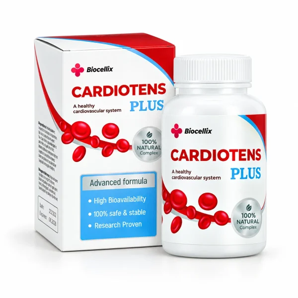 Cardiotens Plus – scatola e flacone Biocellix per il sistema cardiovascolare