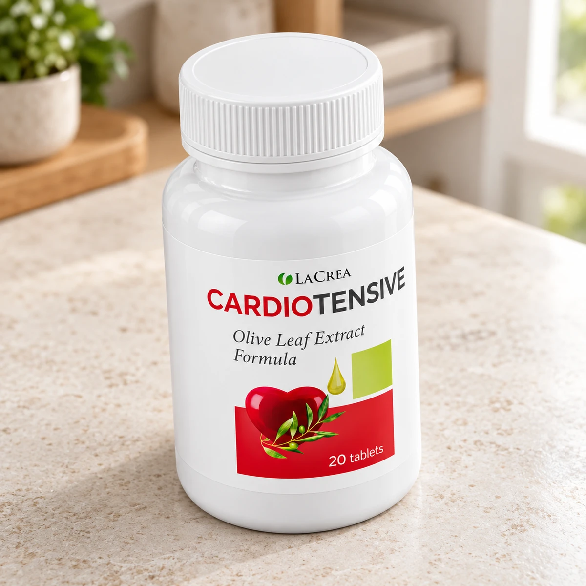Cardiotensive – flacone su un piano in pietra vicino alla finestra