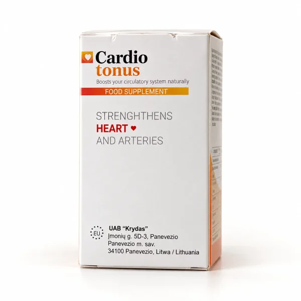 Cardiotonus – scatola bianca e arancione dell'integratore per cuore e arterie