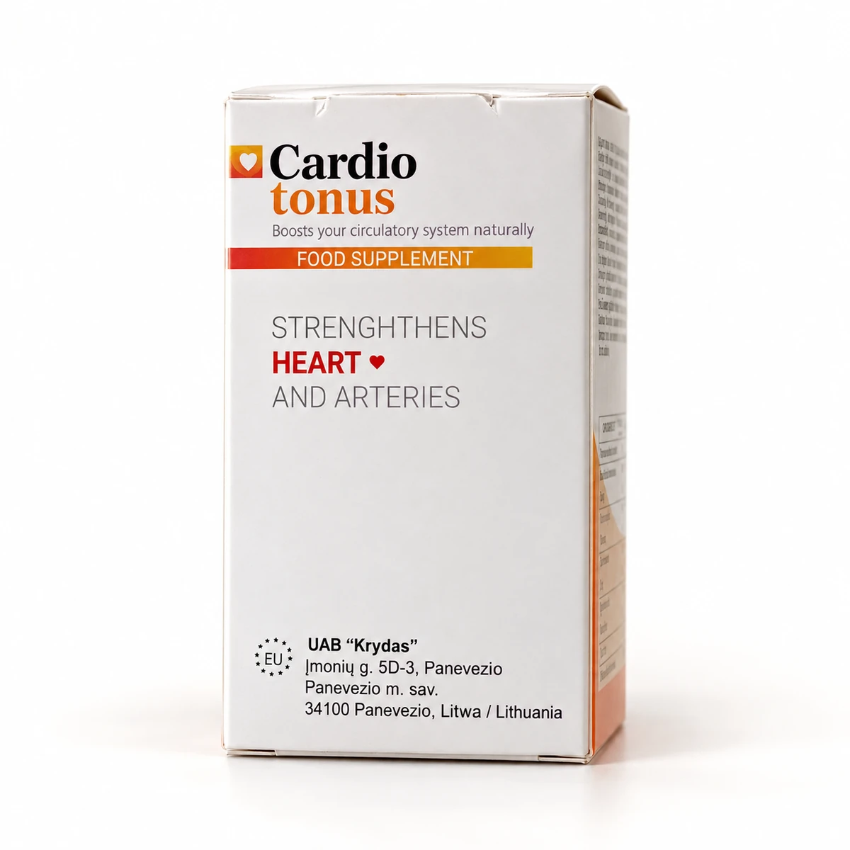 Cardiotonus – scatola bianca e arancione dell'integratore per cuore e arterie