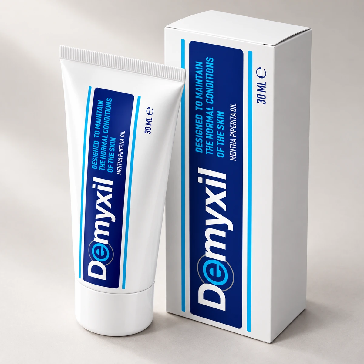 Demyxil – tubo di crema e confezione visti di lato