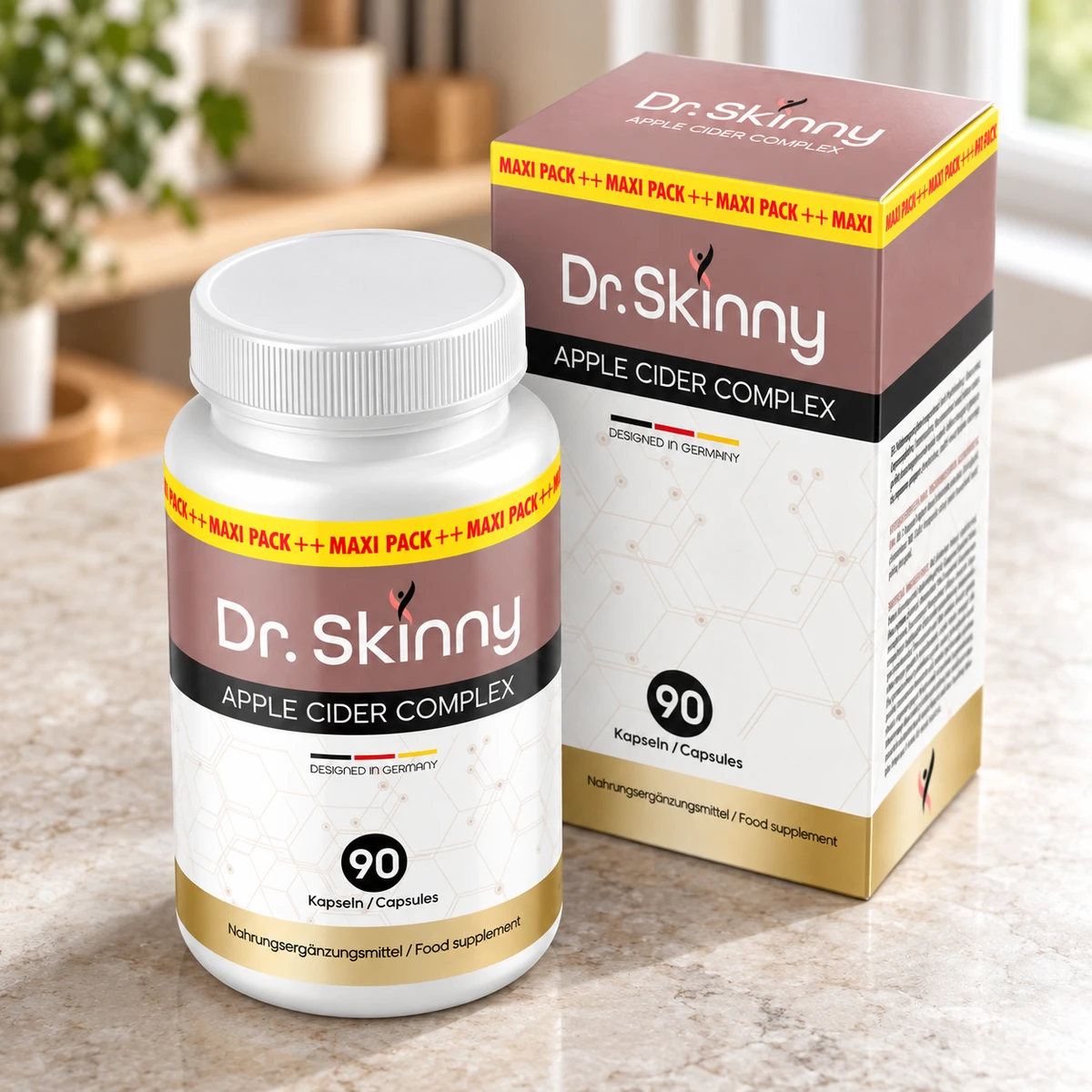 Dr. Skinny – capsule per il controllo del peso su un ripiano in cucina