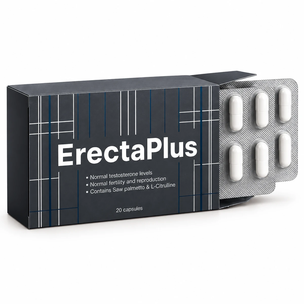 ErectaPlus – scatola da 20 capsule aperta con blister