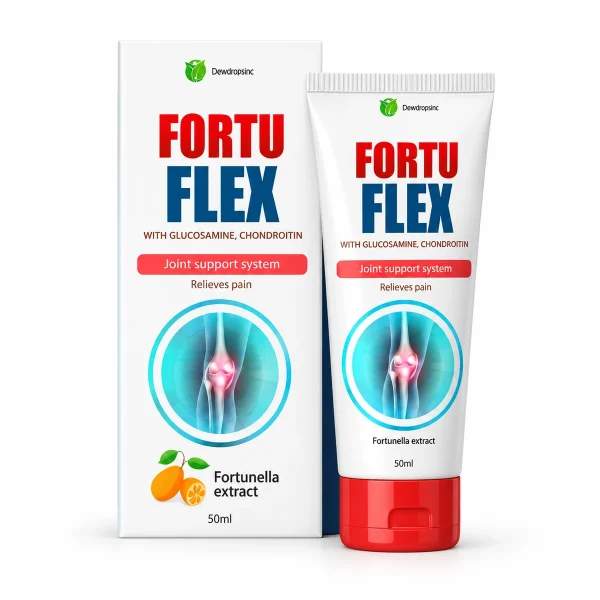 Fortuflex Cream – tubo da 50 ml con tappo rosso accanto alla scatola