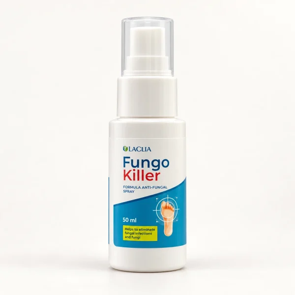 FungoKiller – flacone spray bianco da 50 ml con etichetta blu