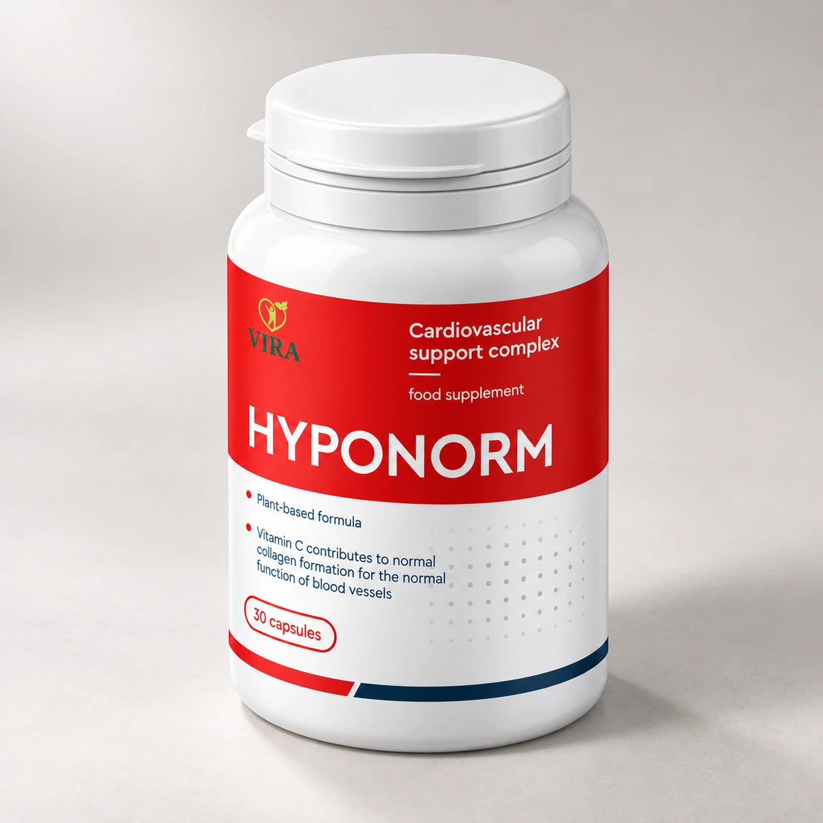 HypoNorm – barattolo con fascia rossa visto di lato