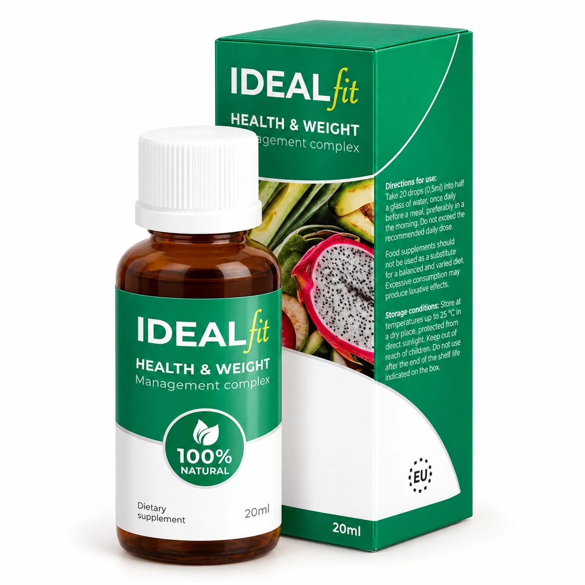IdealFi – flacone di gocce da 20 ml con astuccio verde