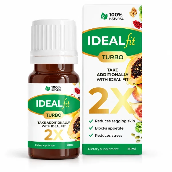 IdealFit Turbo – flacone di gocce da 20 ml con astuccio bianco e verde