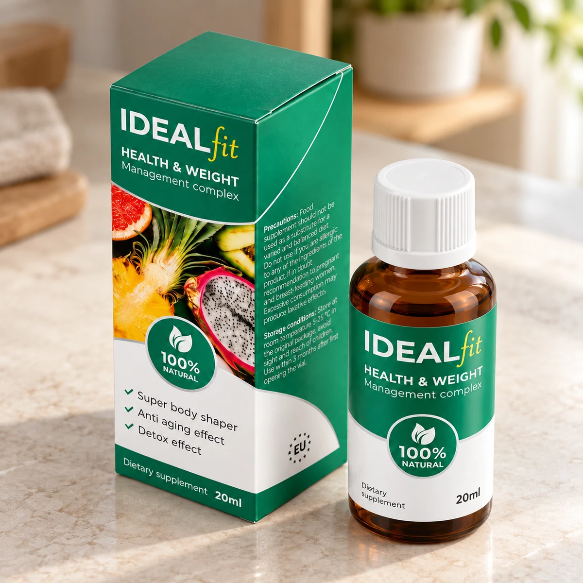 IdealFit – gocce per la linea su un piano di marmo