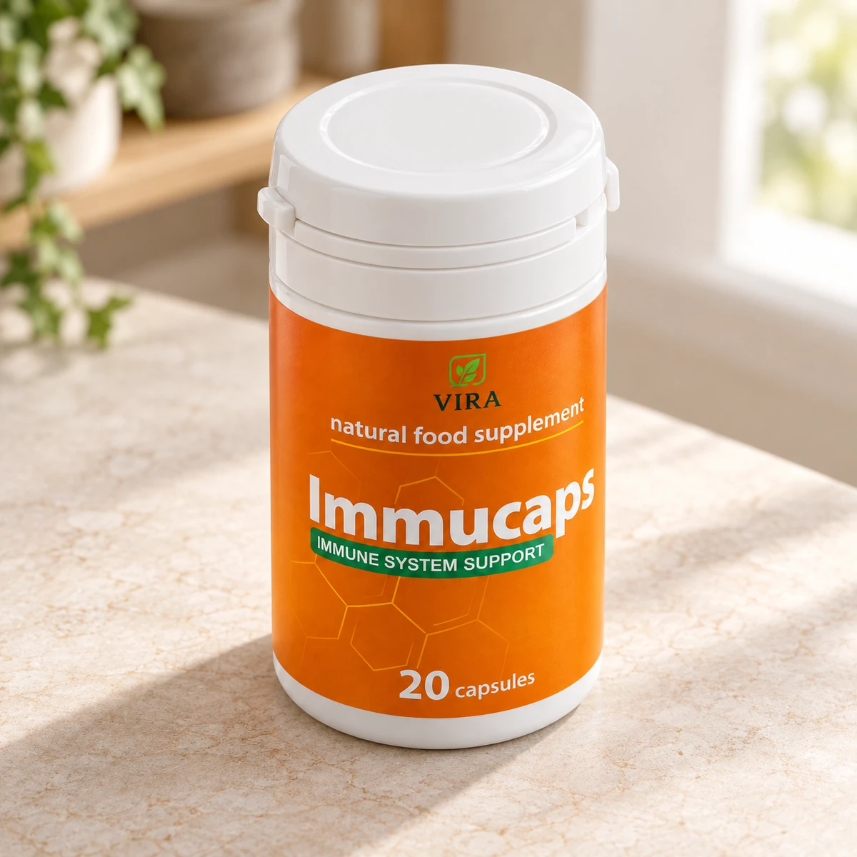 Immucaps – capsule per le difese immunitarie su un piano vicino alla finestra
