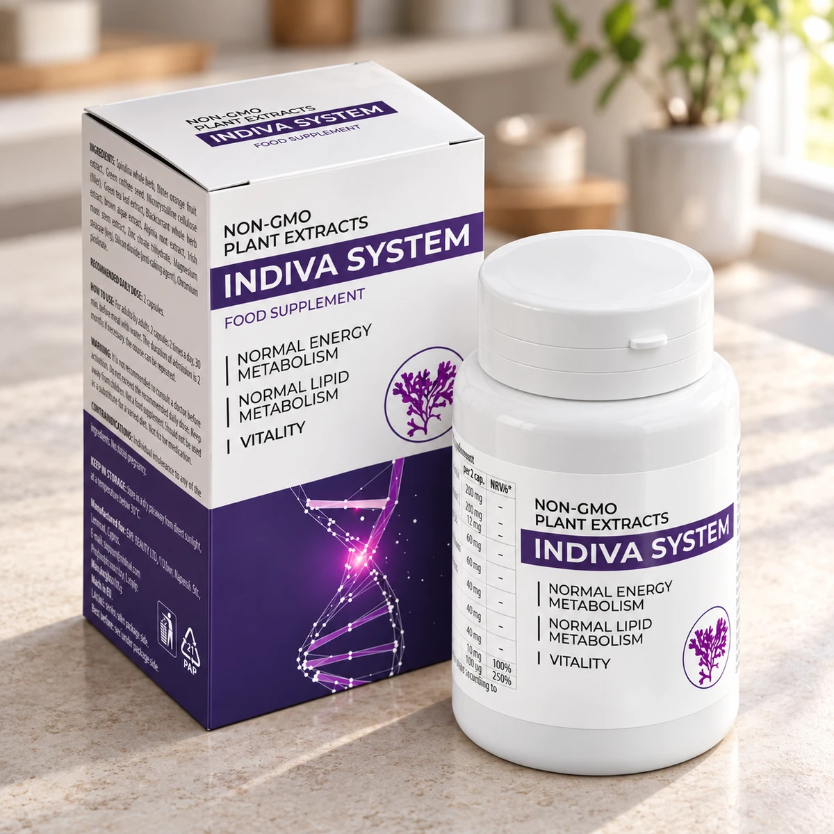 InDiva System – capsule per il metabolismo su un piano in cucina